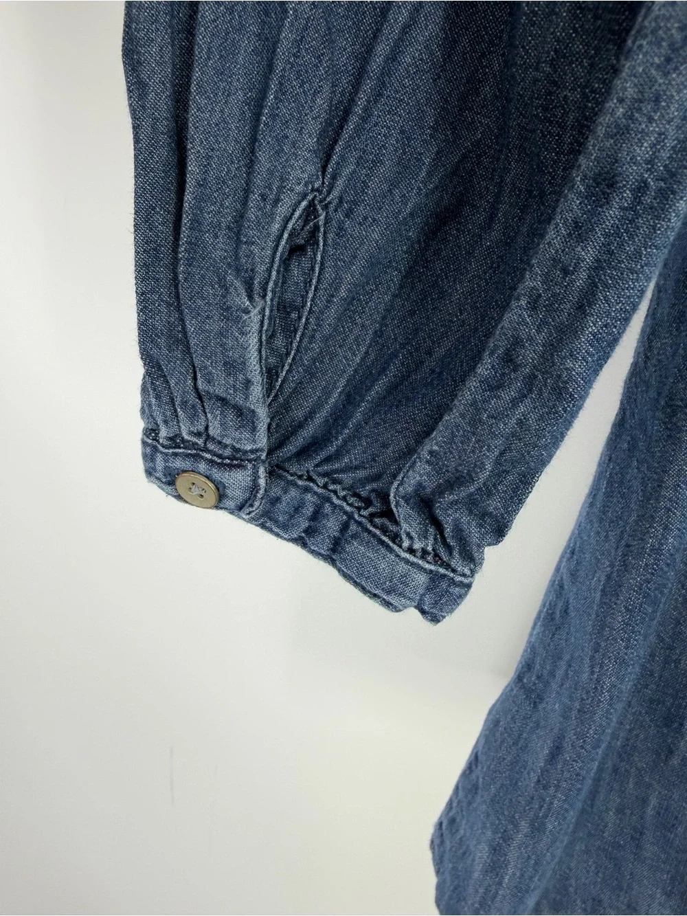 Gap Denim Kids Chambray Ruffle Drop Waist Long Sleeve Button Dress Size Medium